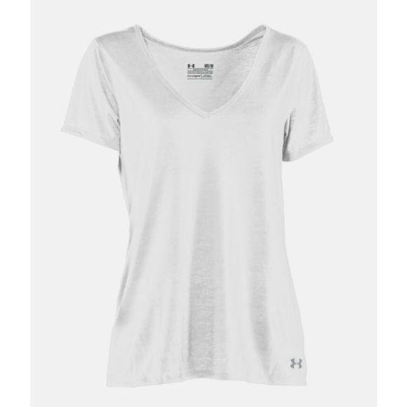 NEW Women's Medium UNDER ARMOUR Burnout Running T-Shirt White 1235851 100 - Picture 1 of 2